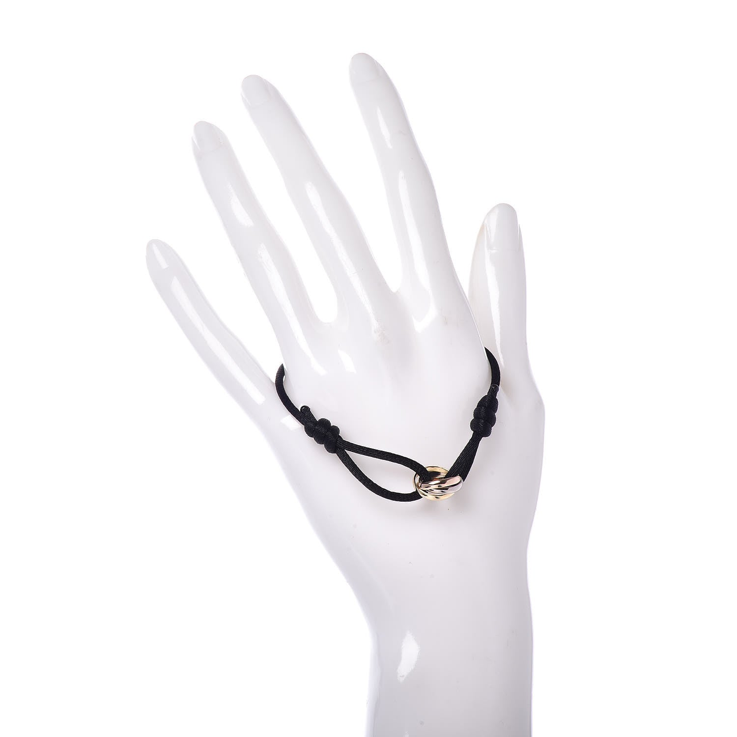 Cartier 18K Pink Yellow White Gold Trinity Adjustable Cord Bracelet Black 2 of 6