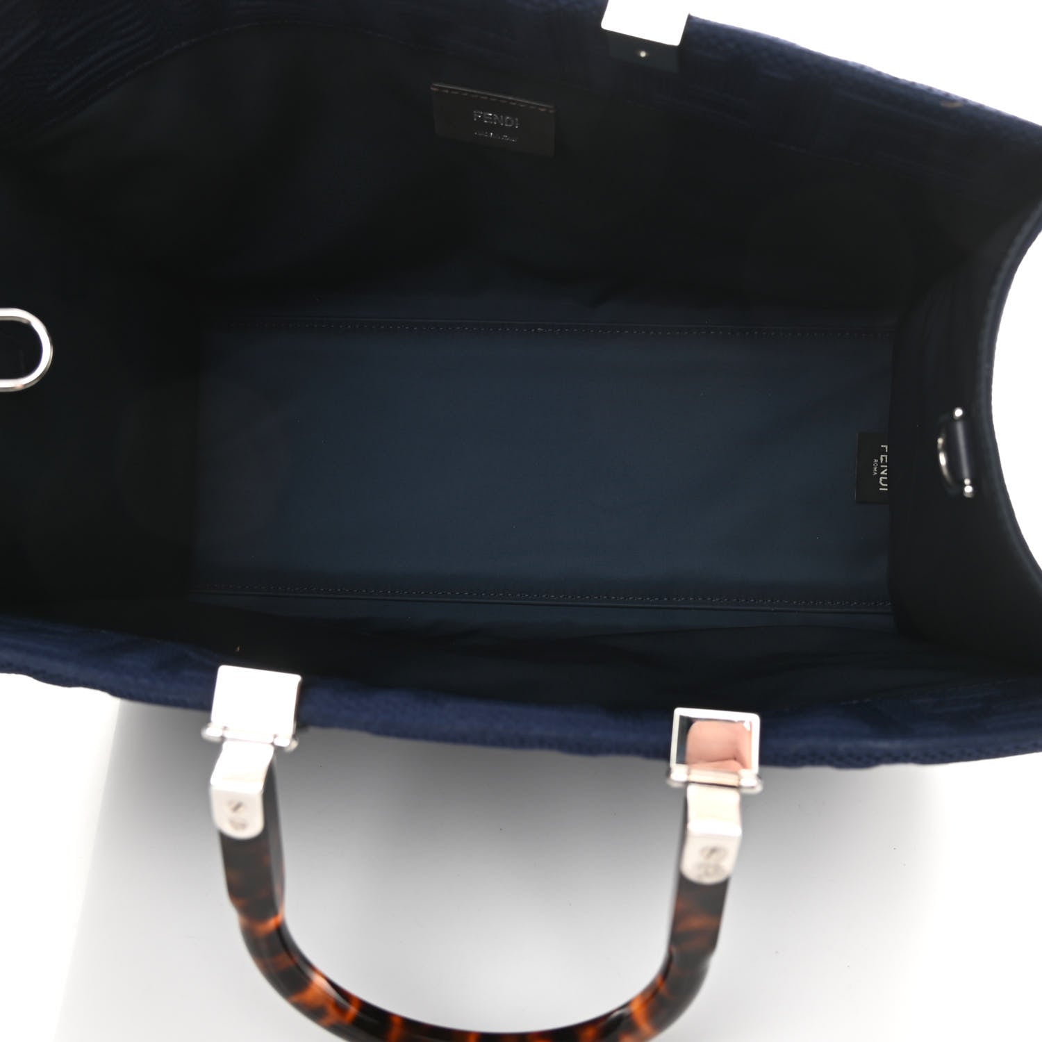 Fendi Technical Fabric Plexiglass FF Medium Fendi Sunshine Shopper Tote Marino 5 of 11