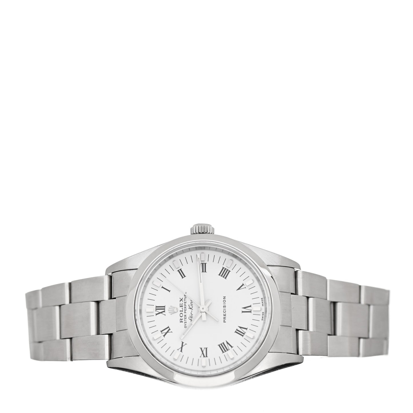 Stainless Steel 34mm Oyster Perpetual Air-King Watch White Roman 14000
