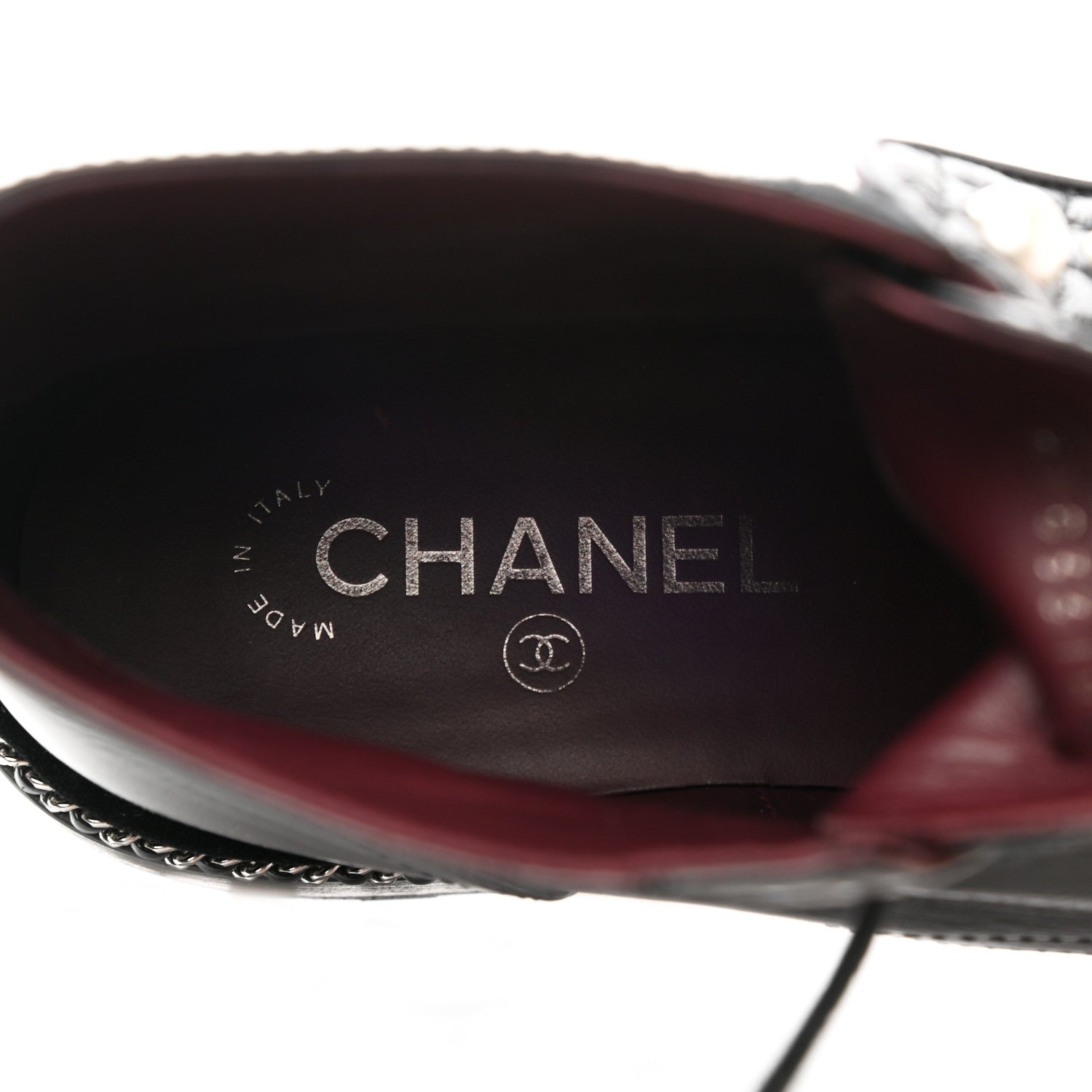 Chanel Crackled Calfskin Velvet Pearl Combat Short Boots 39.5 Black 7 of 8