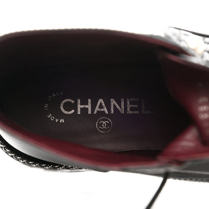 Chanel Crackled Calfskin Velvet Pearl Combat Short Boots 39.5 Black 7 of 8