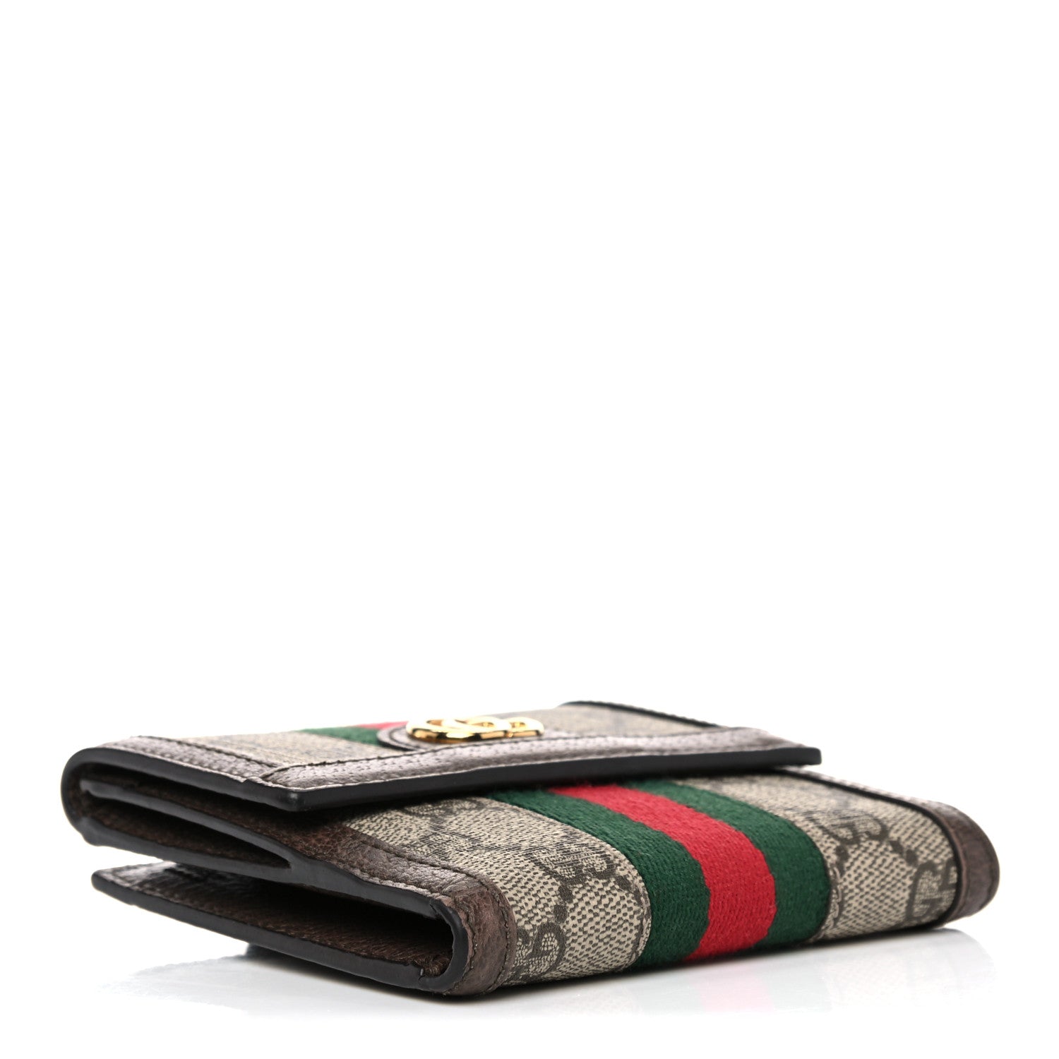 Gucci GG Supreme Monogram Web Ophidia French Flap Wallet Beige New Acero 4 of 14