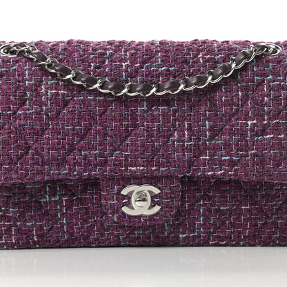 Chanel Tweed Quilted Medium Double Flap Purple Green Turquoise 8 of 13