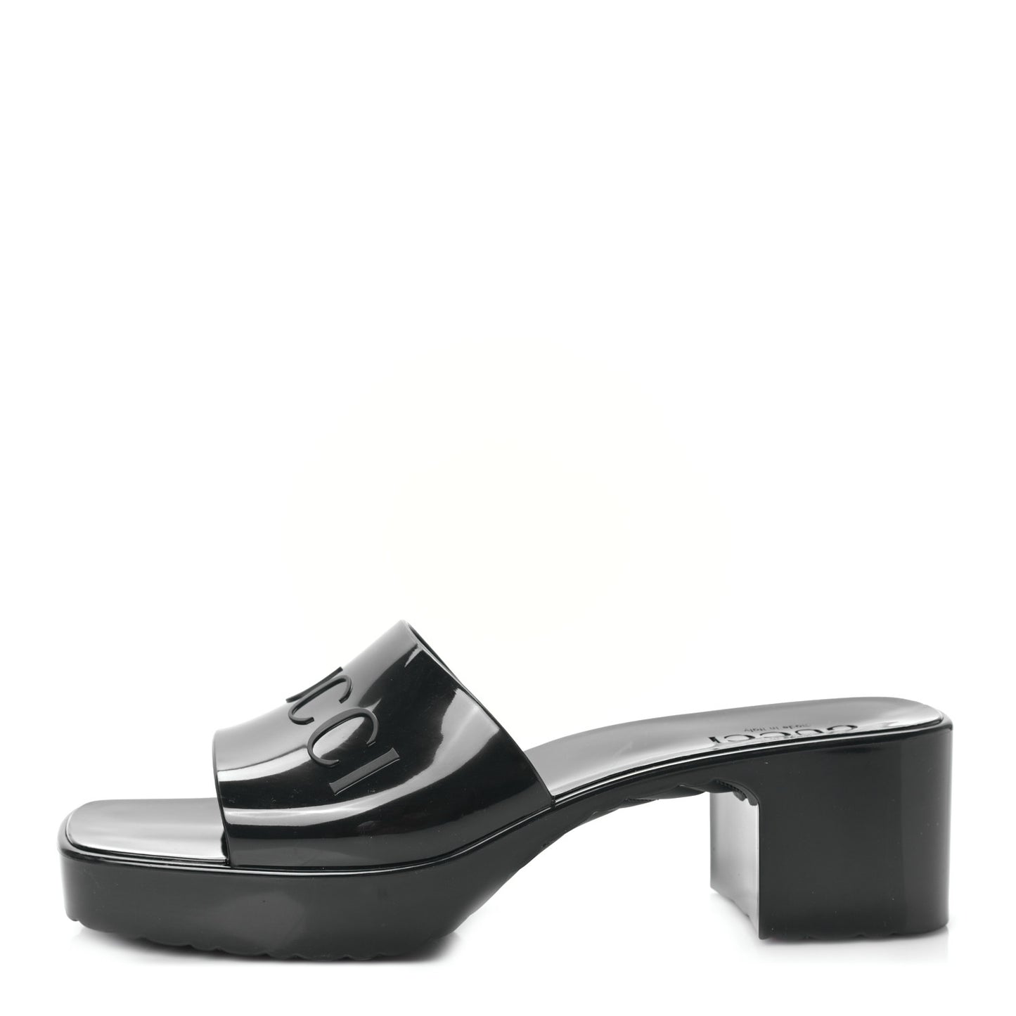 Rubber Gucci Logo Womens Platform 20/60mm Slide Sandals 38 Black