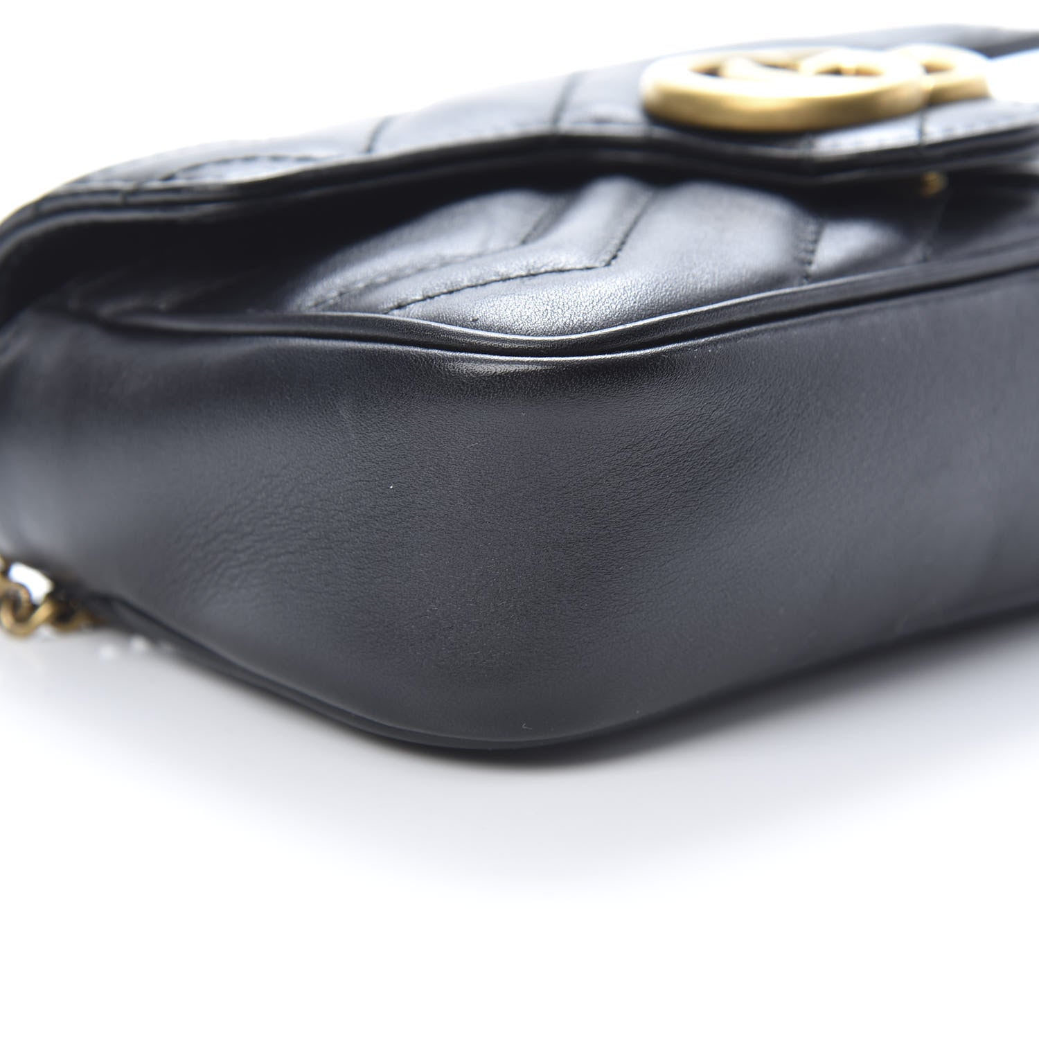 Gucci Calfskin Matelasse Super Mini GG Marmont Shoulder Bag Black 9 of 12