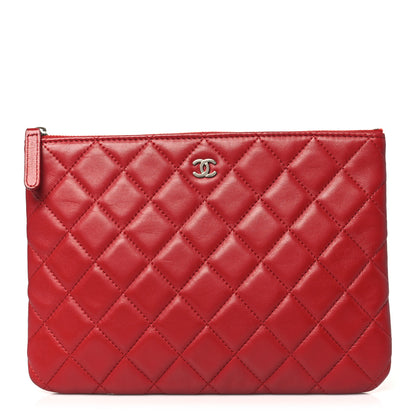 Chanel Lambskin Quilted Medium Cosmetic Case Red 1 of 10