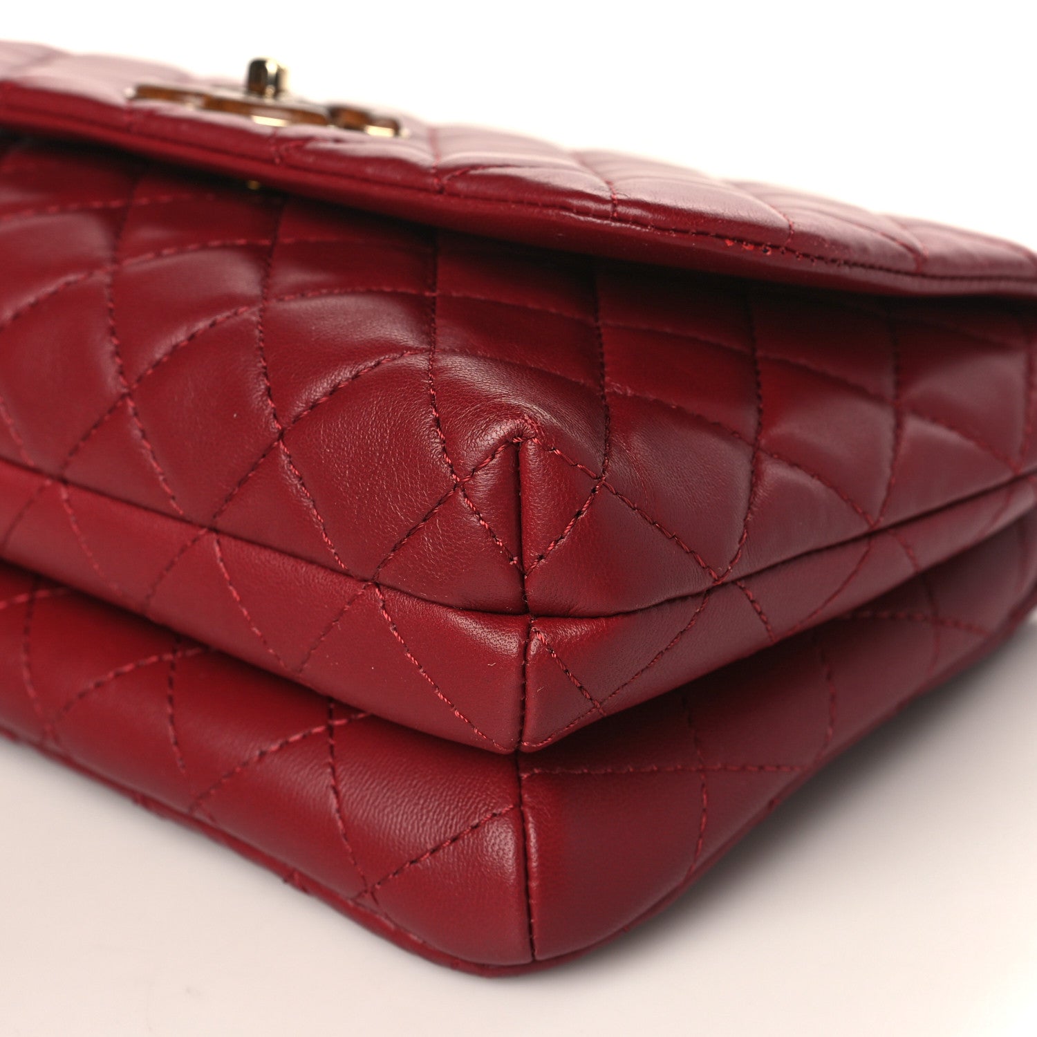 Chanel Lambskin Quilted Wood Coco Handle Flap Red 9 of 9