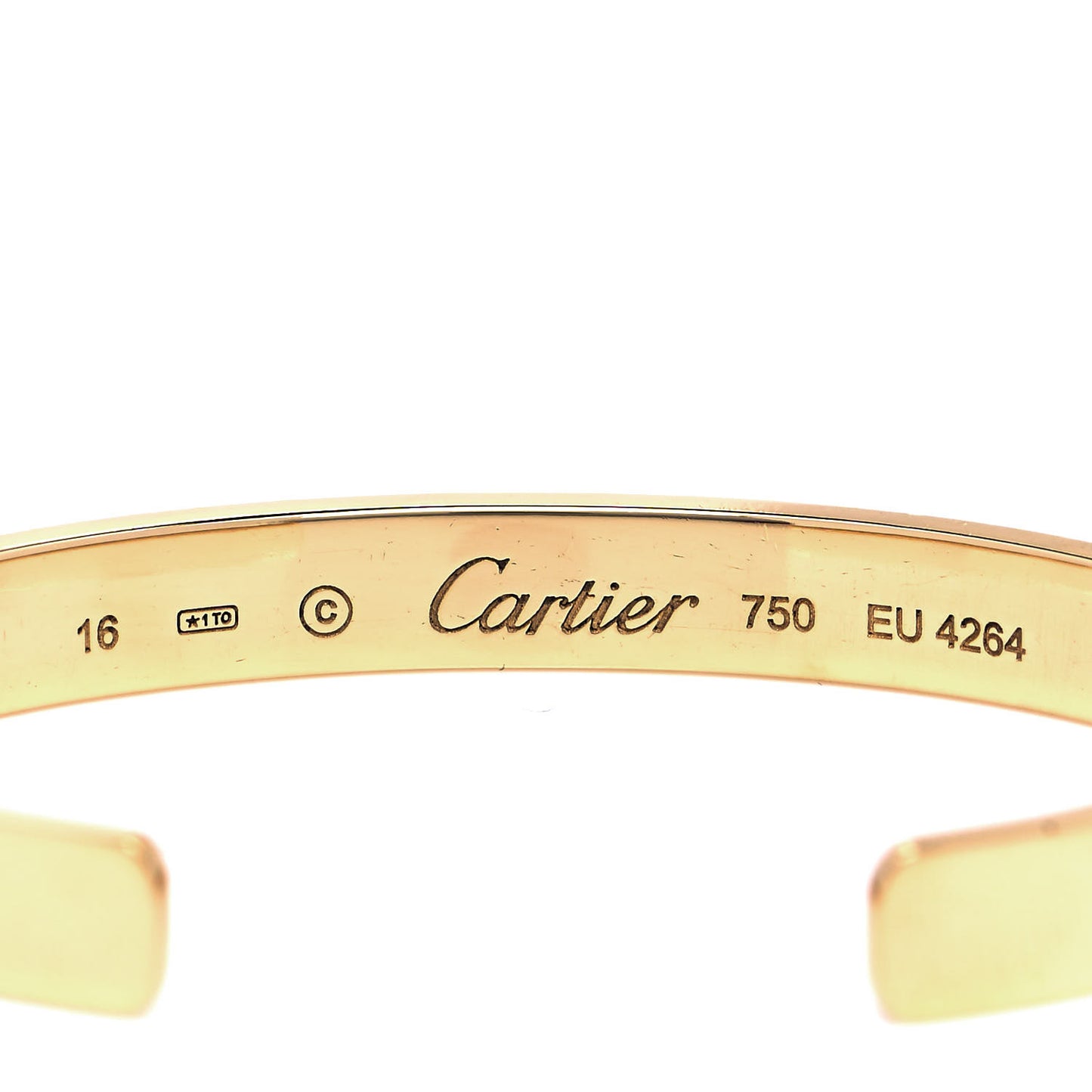 18K Yellow Gold LOVE Cuff Bracelet 16