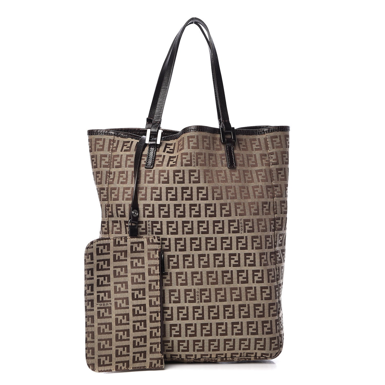 Fendi Zucchino Shopping Tote Mogano Panna Brown 1 of 14