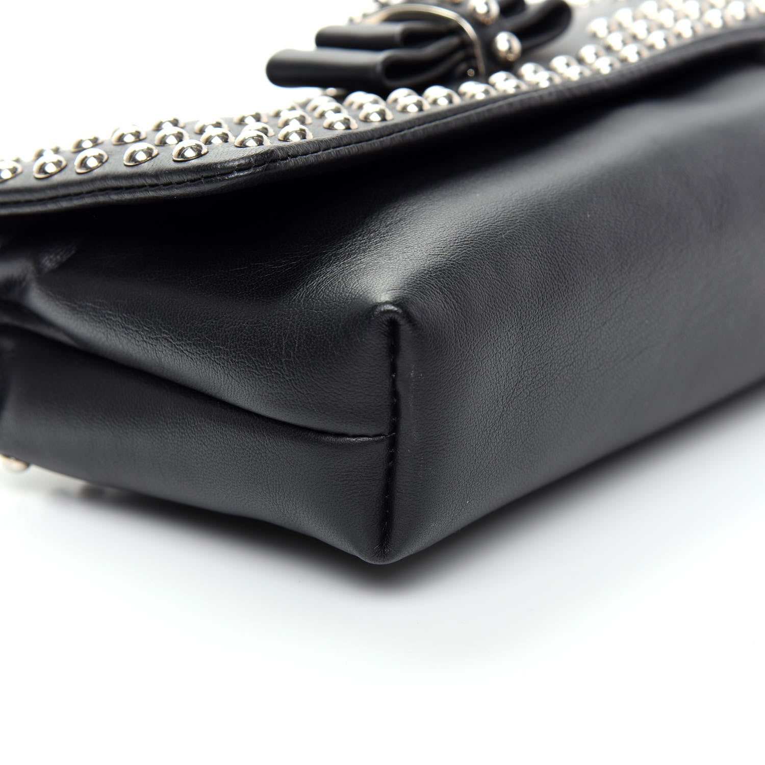 Christian Louboutin Calfskin Studded Sweet Charity Optic Clutch Black 7 of 10
