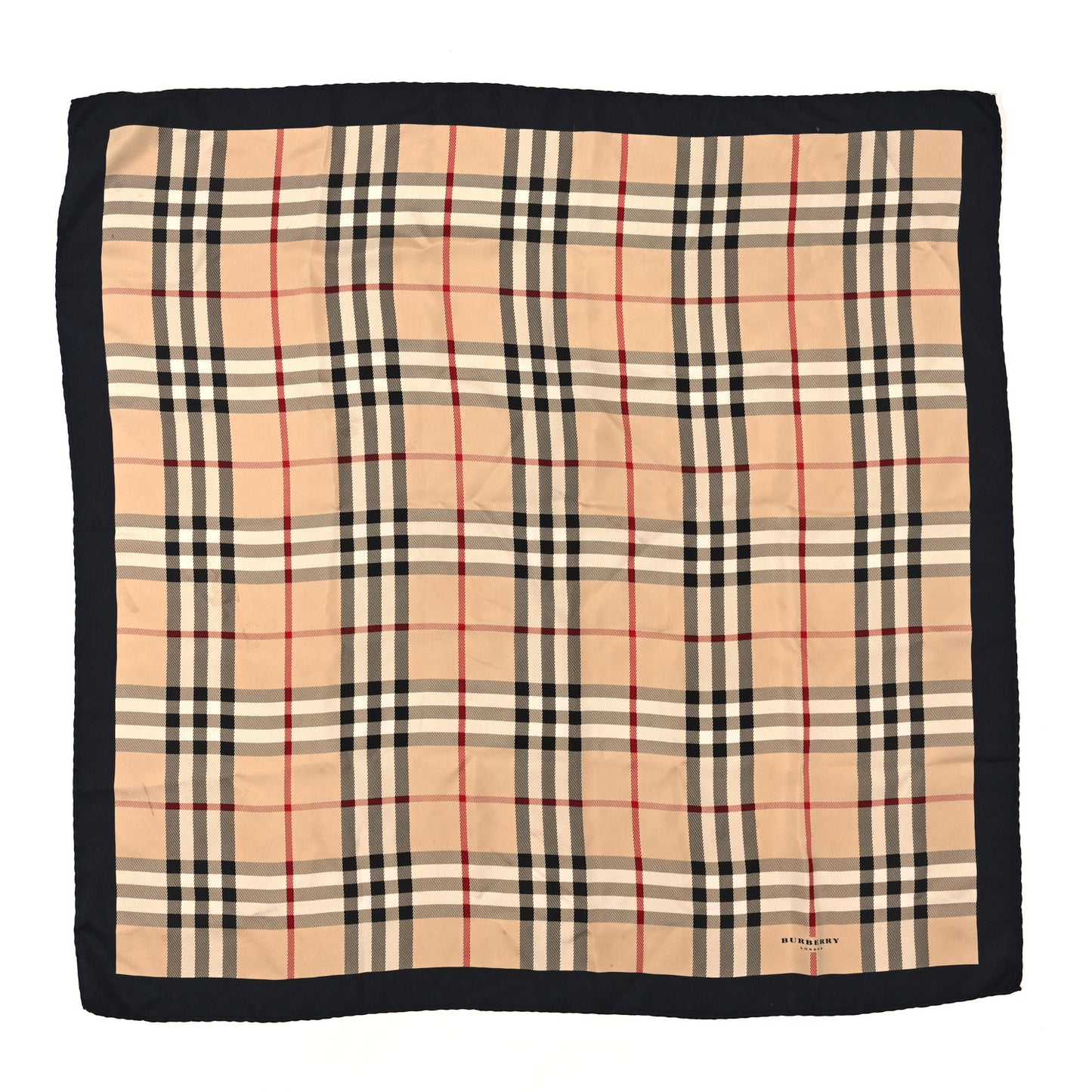 Silk House Check Square Scarf Beige Black
