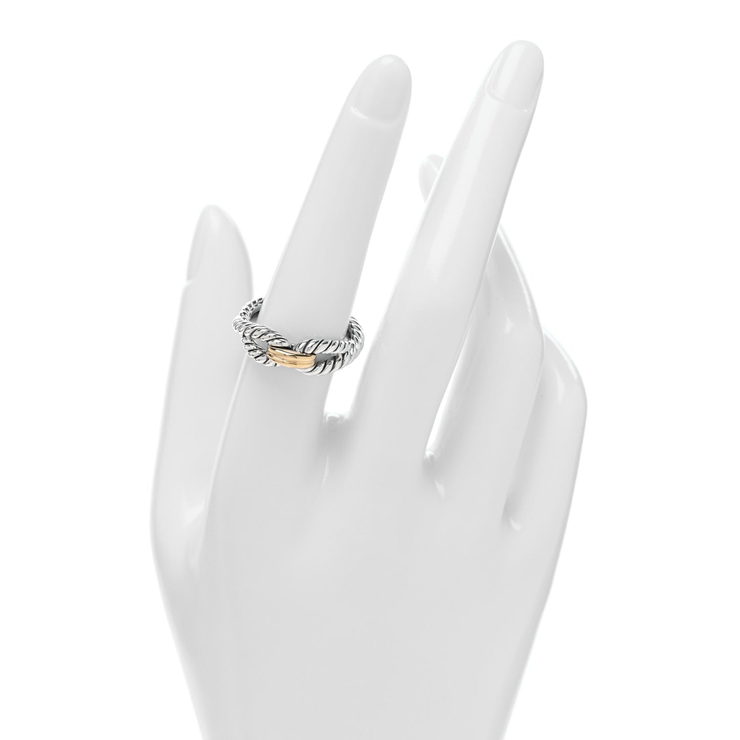Sterling Silver 18K Yellow Gold Cable Loop Ring 56 7.5