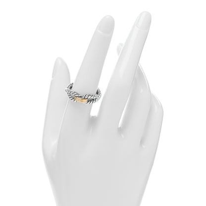 David Yurman Sterling Silver 18K Yellow Gold Cable Loop Ring 56 7.5 2 of 4