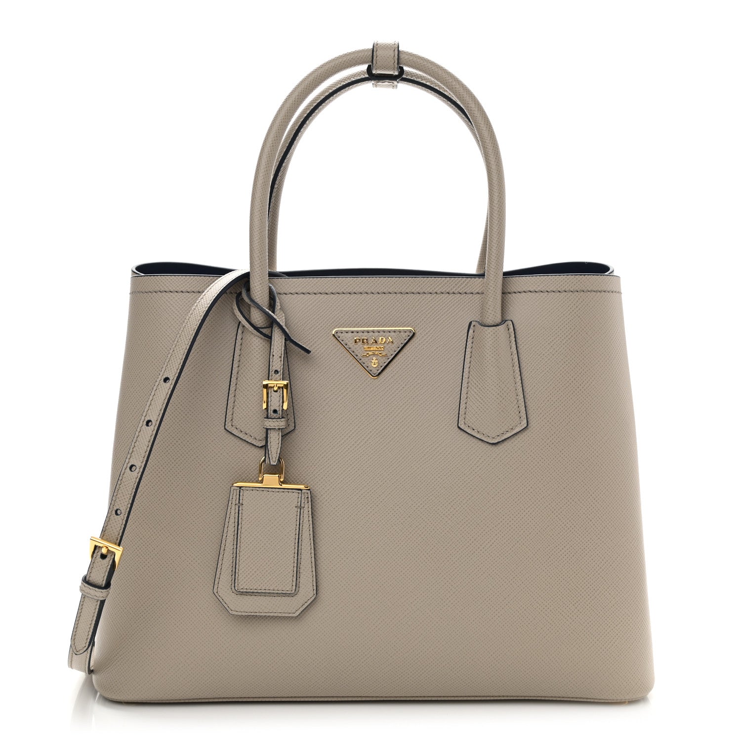 Prada Saffiano Cuir Medium Double Bag Pomice Bluette 1 of 11