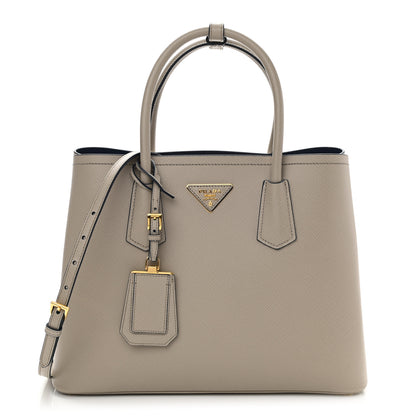 Prada Saffiano Cuir Medium Double Bag Pomice Bluette 1 of 11