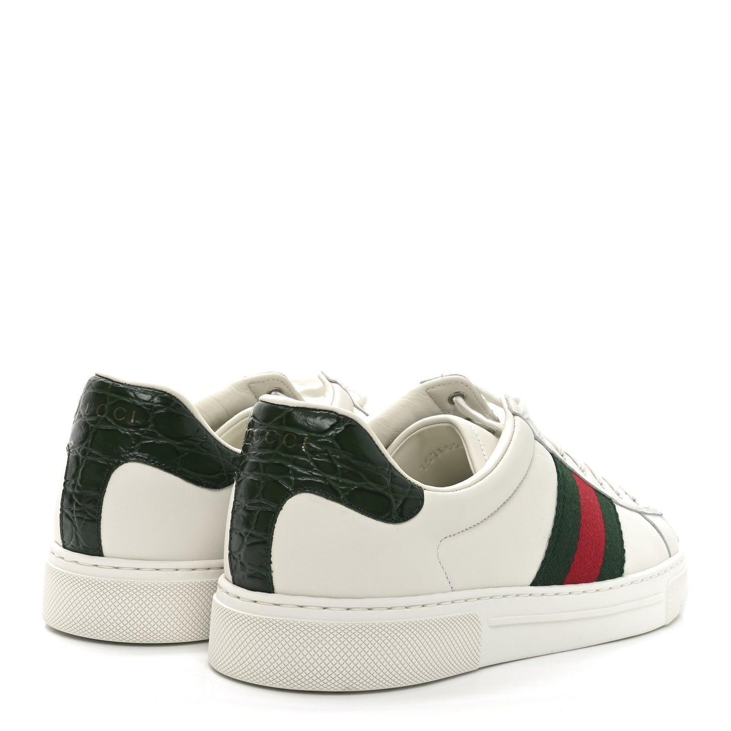 Ultralight Plume Calfskin Web Mens New Ace Sneakers 8 Green Ace