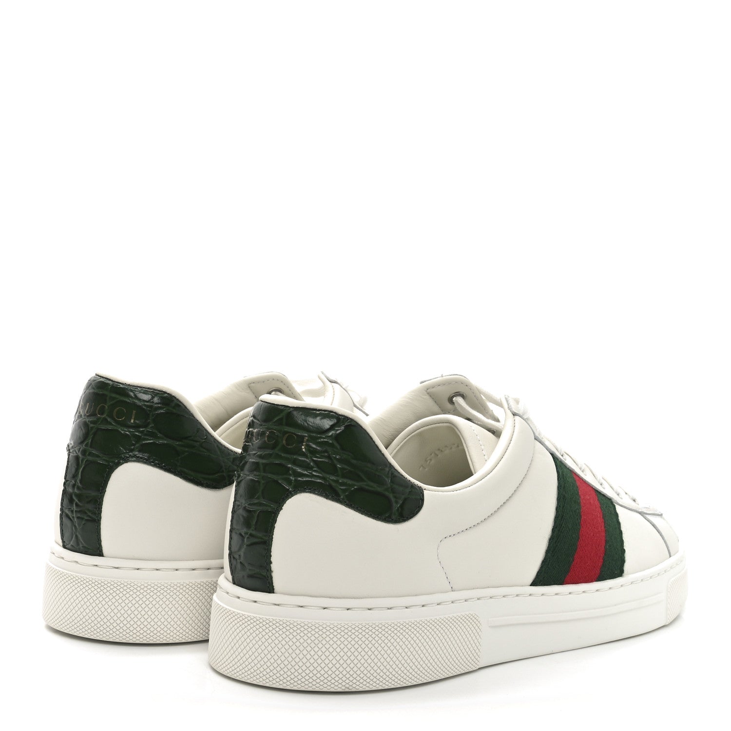 Gucci Ultralight Plume Calfskin Web Mens New Ace Sneakers 8 Green Ace 5 of 8