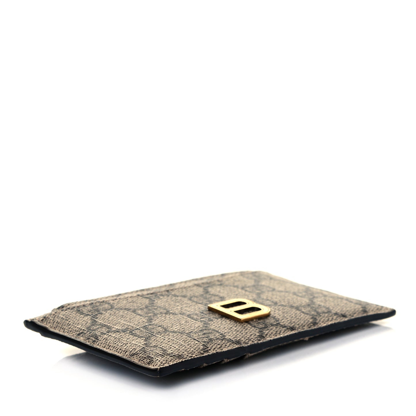 X BALENCIAGA GG Supreme Monogram Zip Card Case Beige Ebony