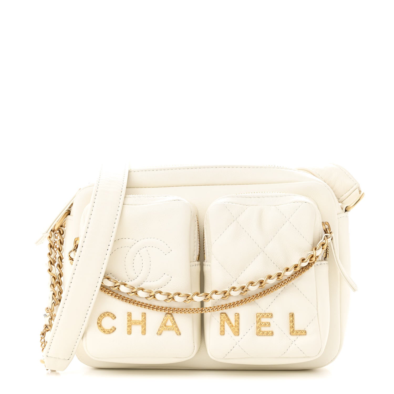 Chanel Calfskin Quilted Small Camera Case White 1 of 11