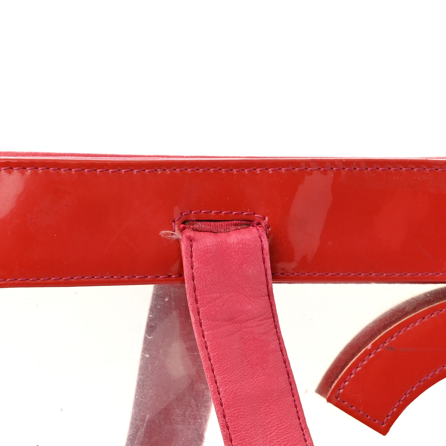 Chanel Vinyl Patent CC Logo Beach Tote Red 16 of 20