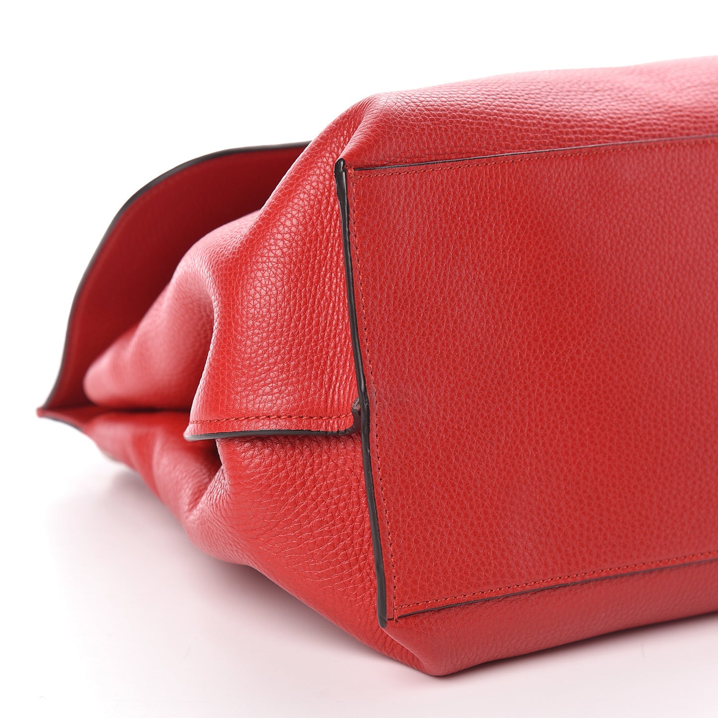 Pebbled Calfskin Large Bamboo Daily Top Handle Bag Red