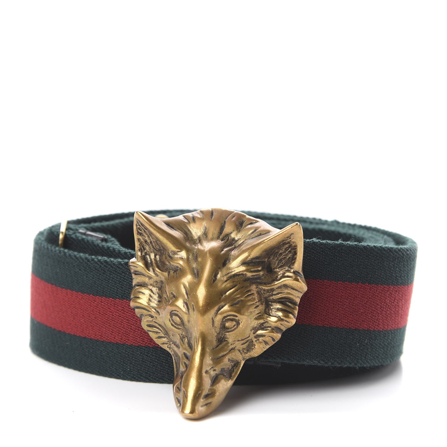 Gucci Canvas Web Wolf Belt 95 38 Green Red 1 of 3