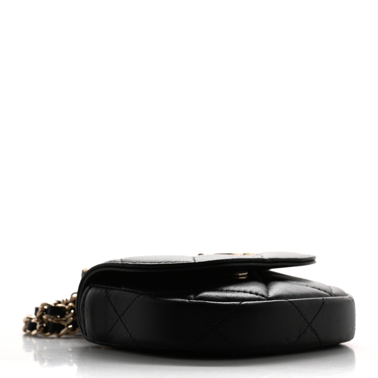 Lambskin Quilted Pearl Top Handle Clutch With Chain Black
