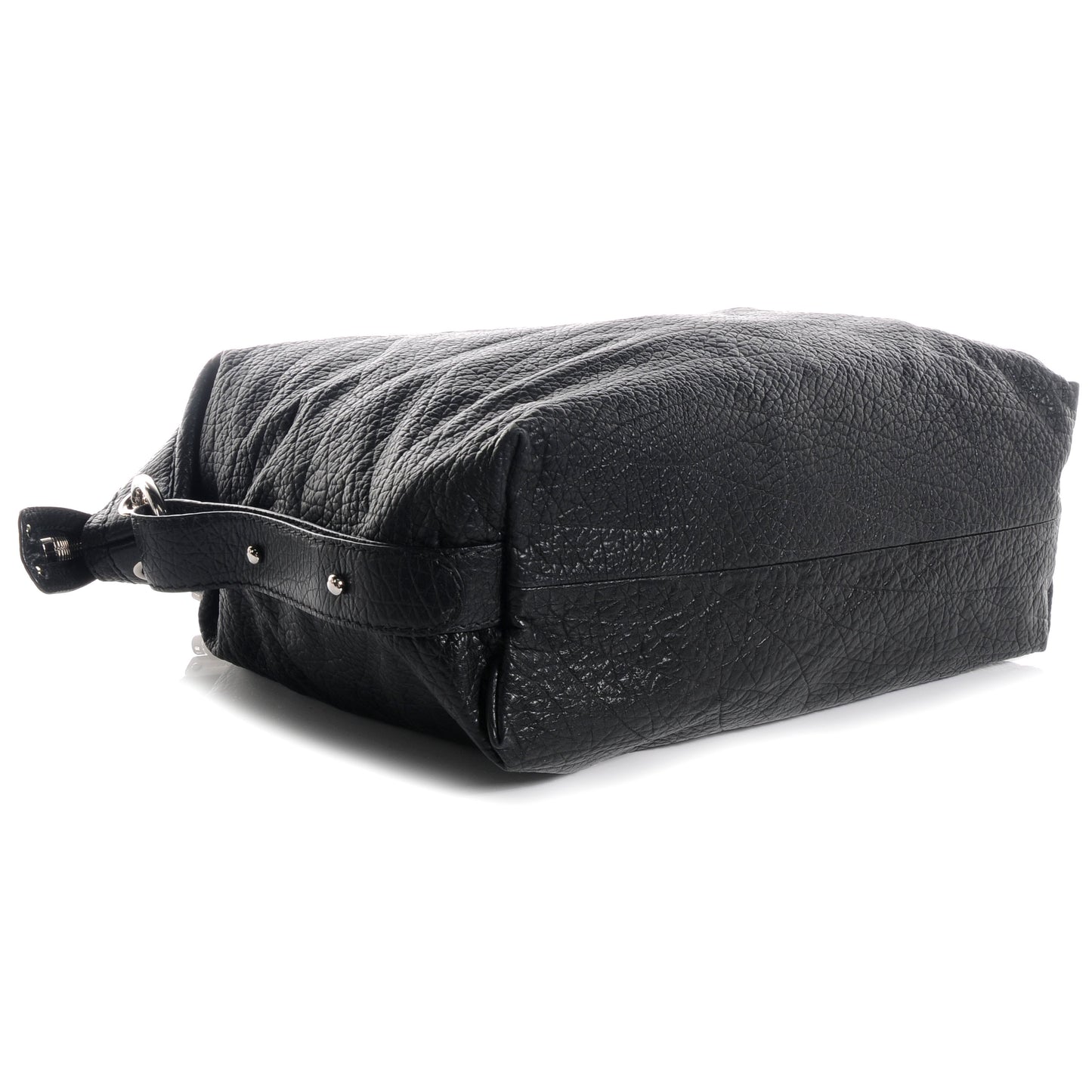 Leather Bamboo Bar Large Shoulder Bag Black
