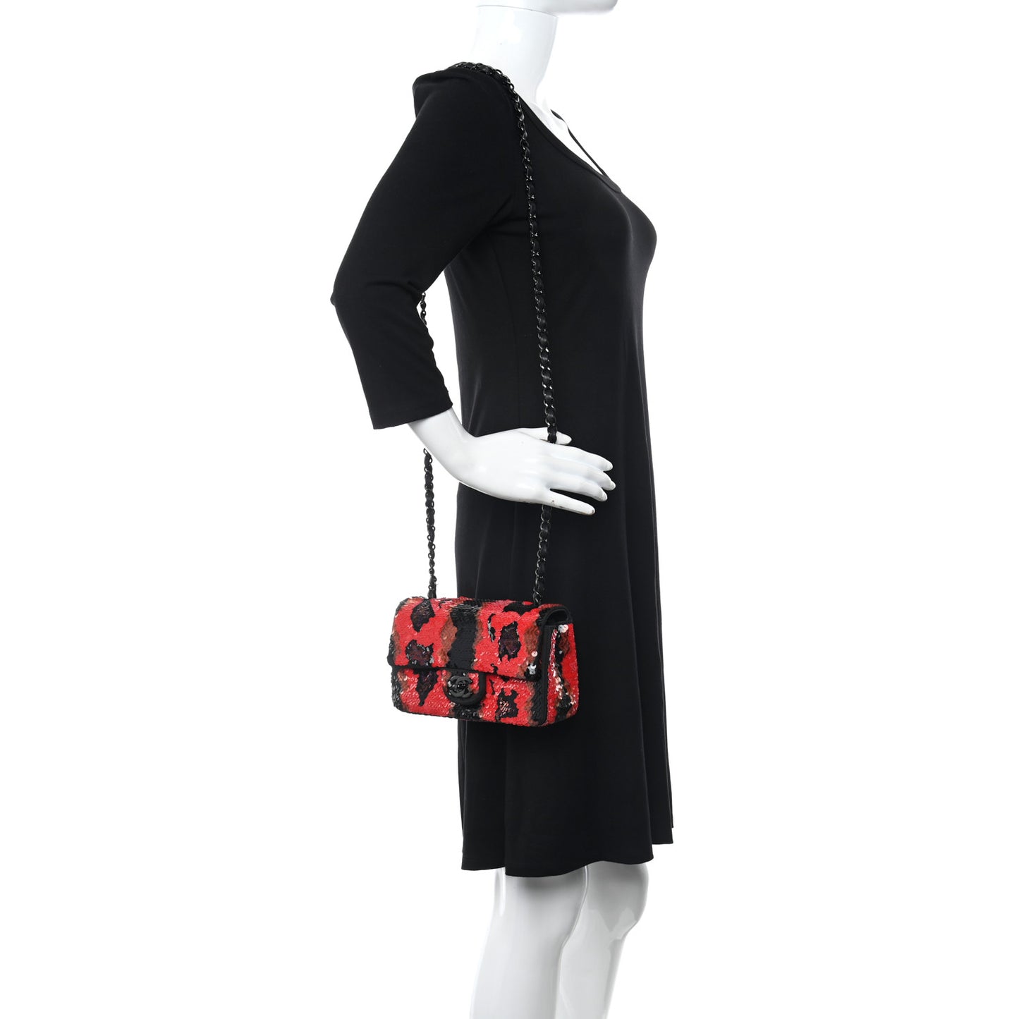 Sequin Mini Rectangular Flap Red Black Multicolor