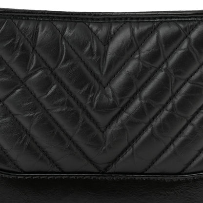 Chanel Aged Calfskin Chevron Quilted Small Gabrielle Hobo Black 8 of 10