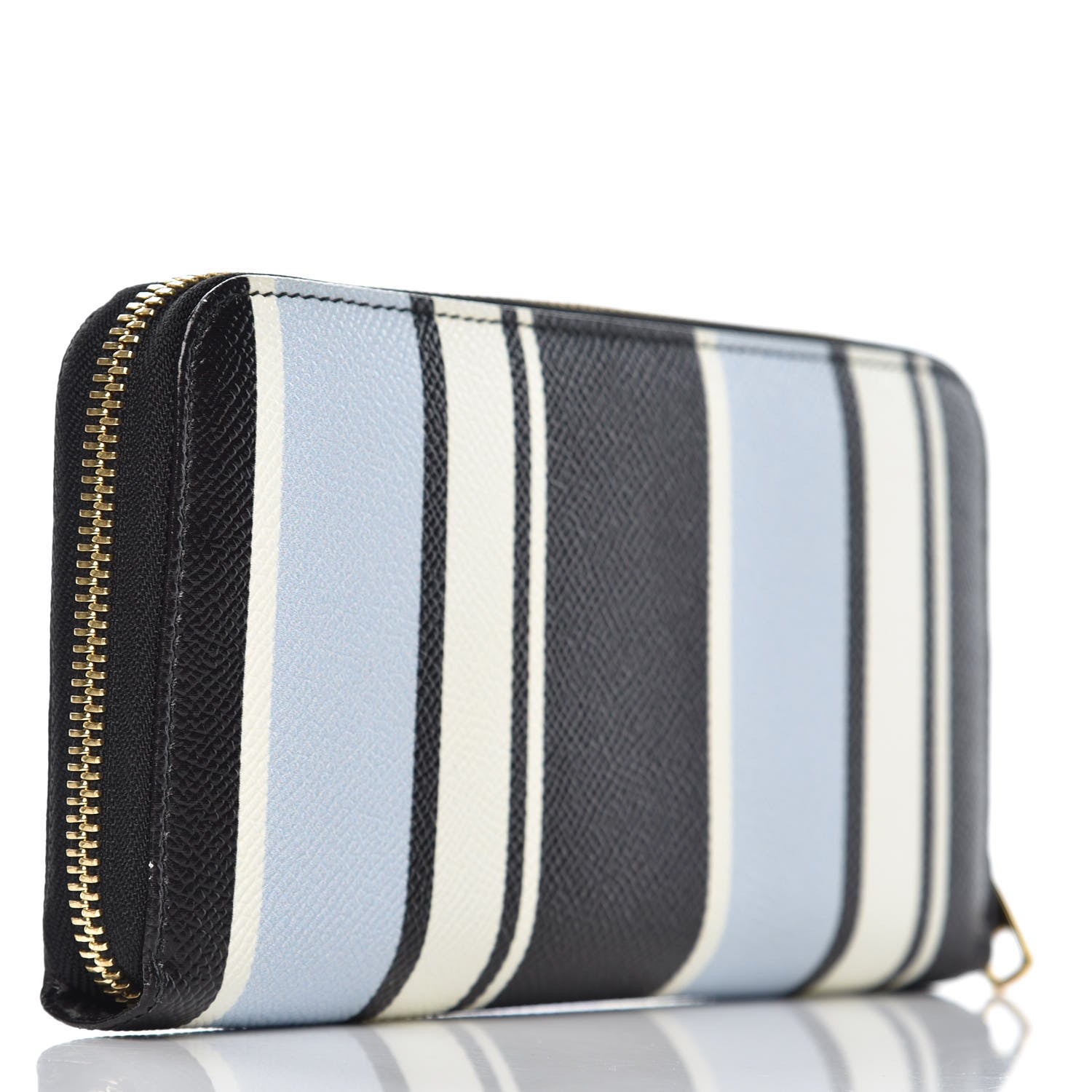 Dolce & Gabbana Dauphine Striped Zip Around Wallet Black 3 of 10