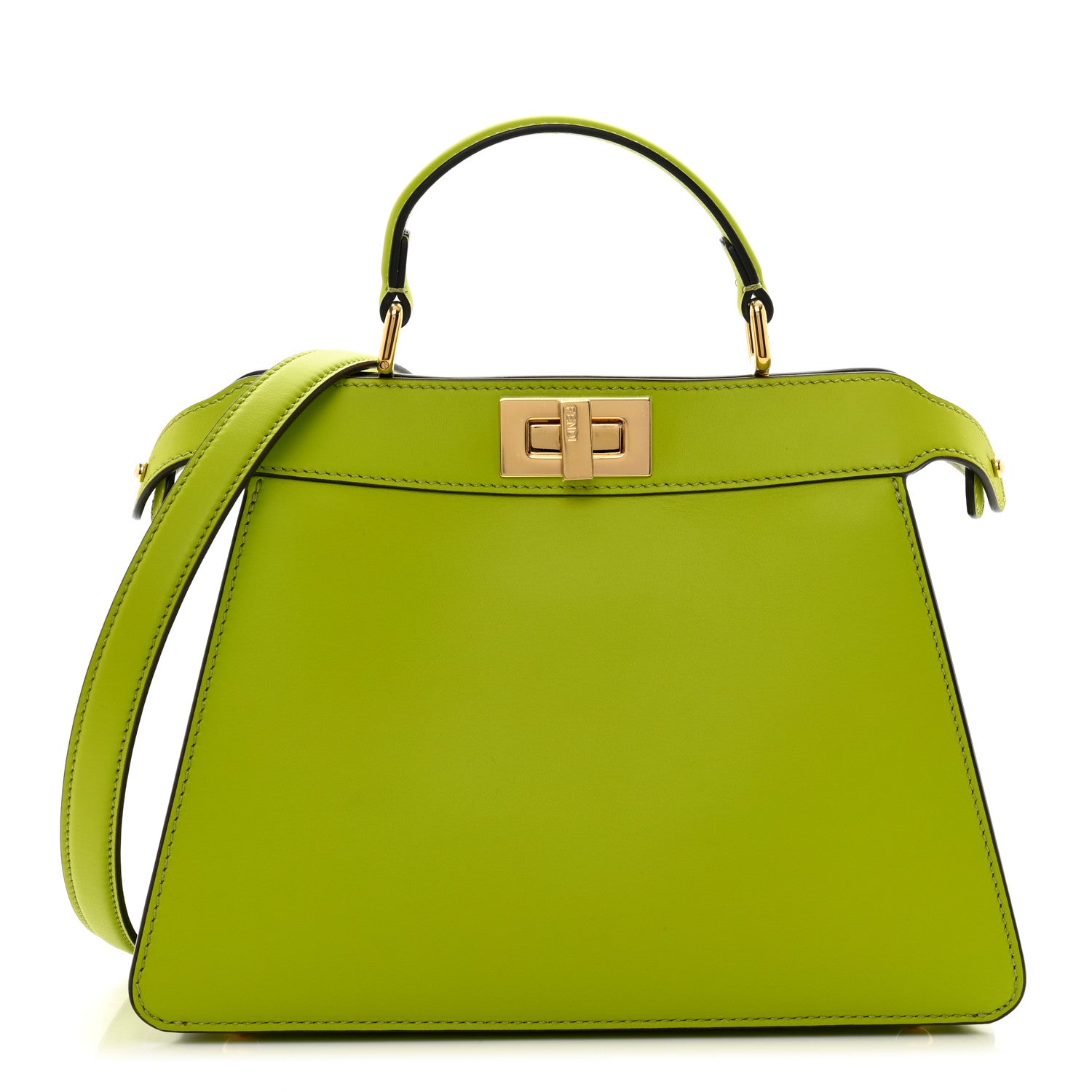 Fendi Vitello Seta Shiny Nappa Small Peekaboo I SEE U Satchel Wasabi White 1 of 11