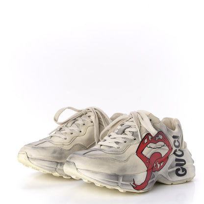 Gucci Calfskin Mouth Print Womens Rhyton Sneakers 36 Ivory 3 of 10