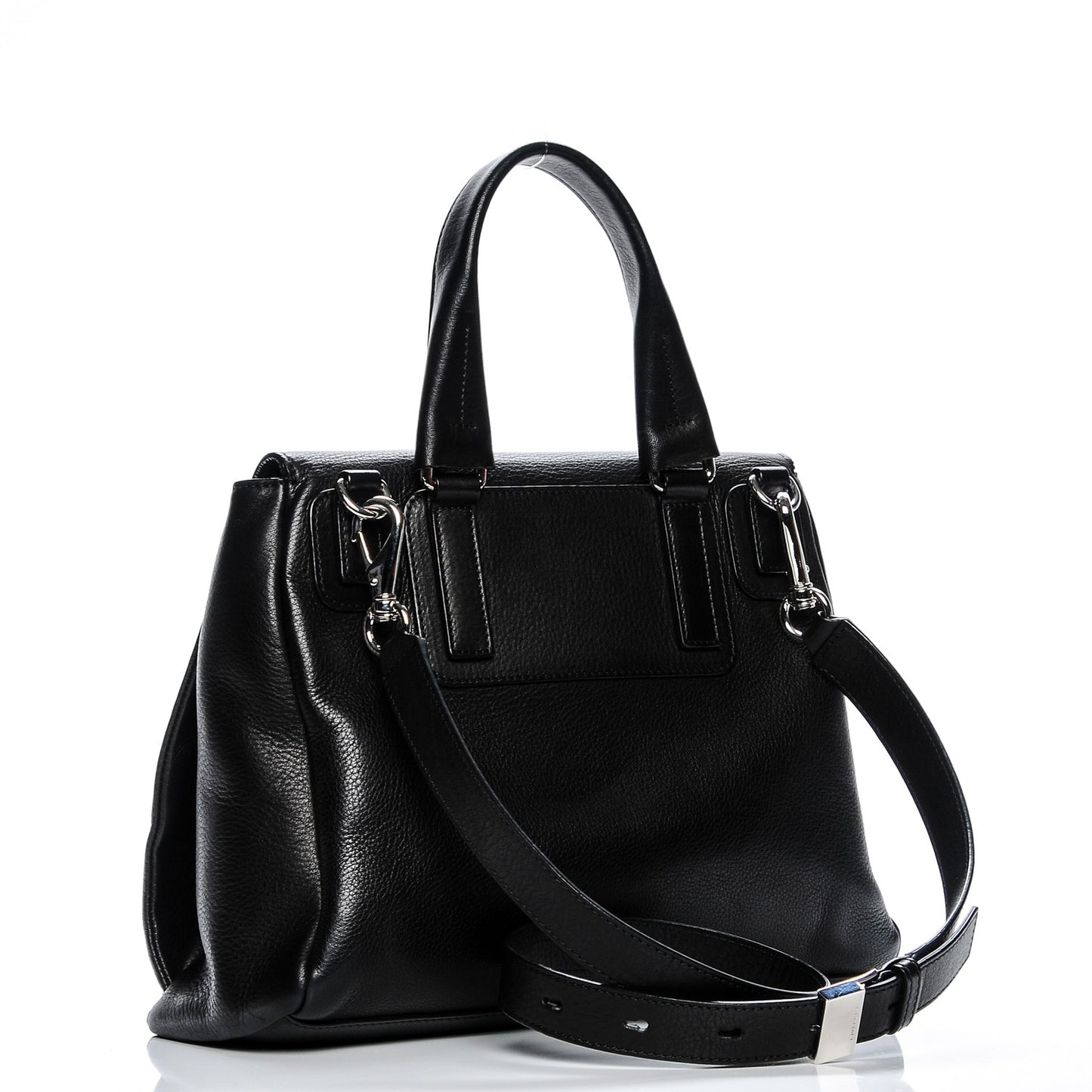Pebbled Calfskin Small Pandora Pure Flap Bag Black