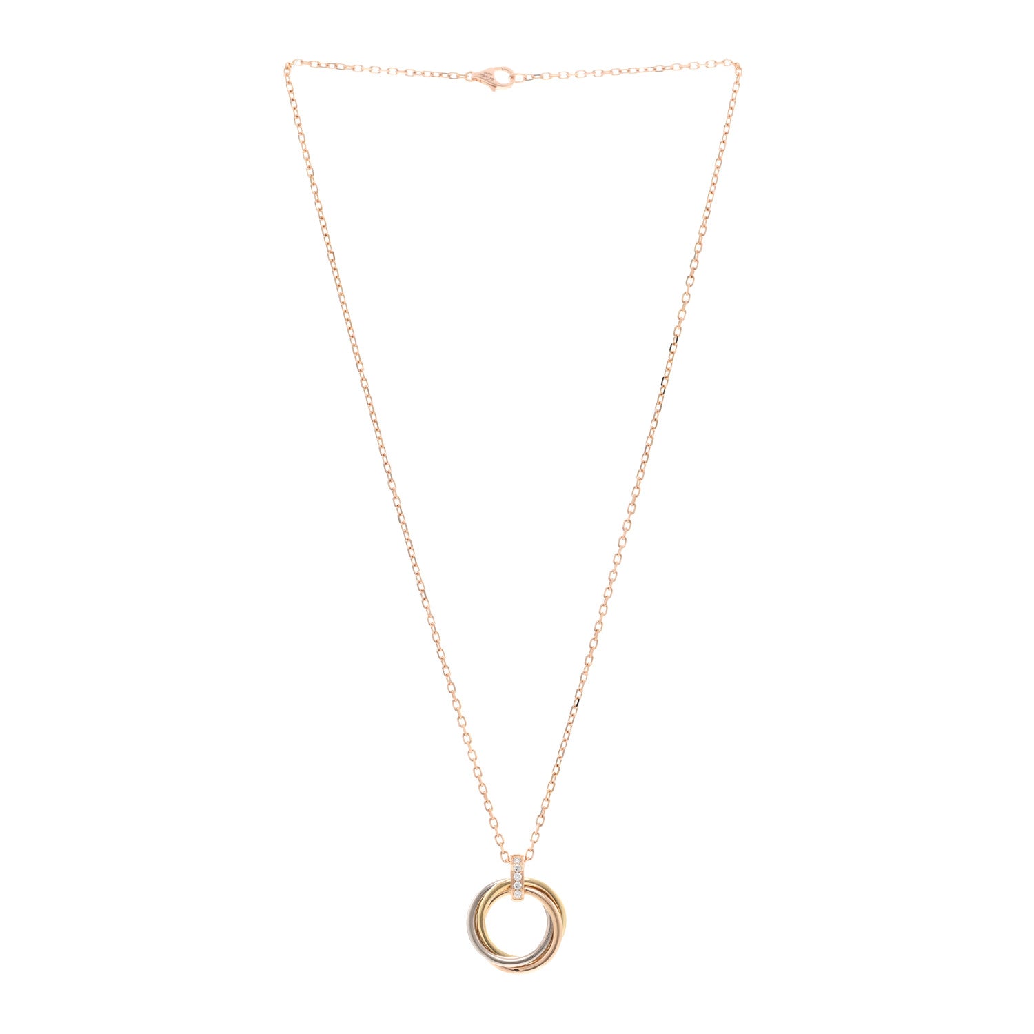 Cartier 18K Pink White Yellow Gold Diamond Trinity Pendant Necklace 3 of 5