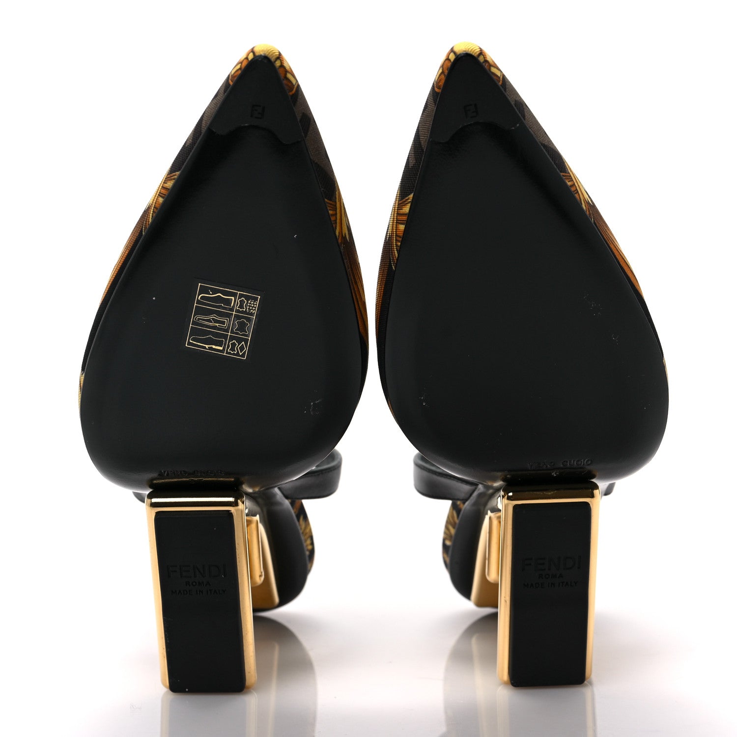 Fendi X VERSACE Silk Calfskin Fendace Fendi First 95mm Slingback Sandals 37 Tobacco Black Gold 5 of 7