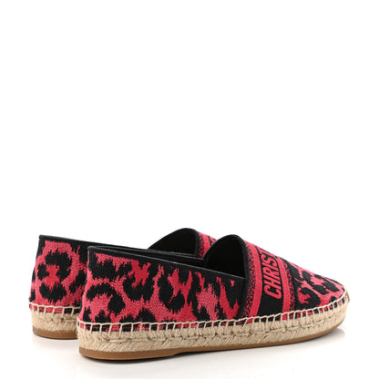 Christian Dior Cotton Embroidered Leopard Print Granville Espadrille 39 Framboise 4 of 8