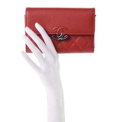 Chanel Grained Calfskin Quilted CC Box Flap Wallet Red 2 of 10
