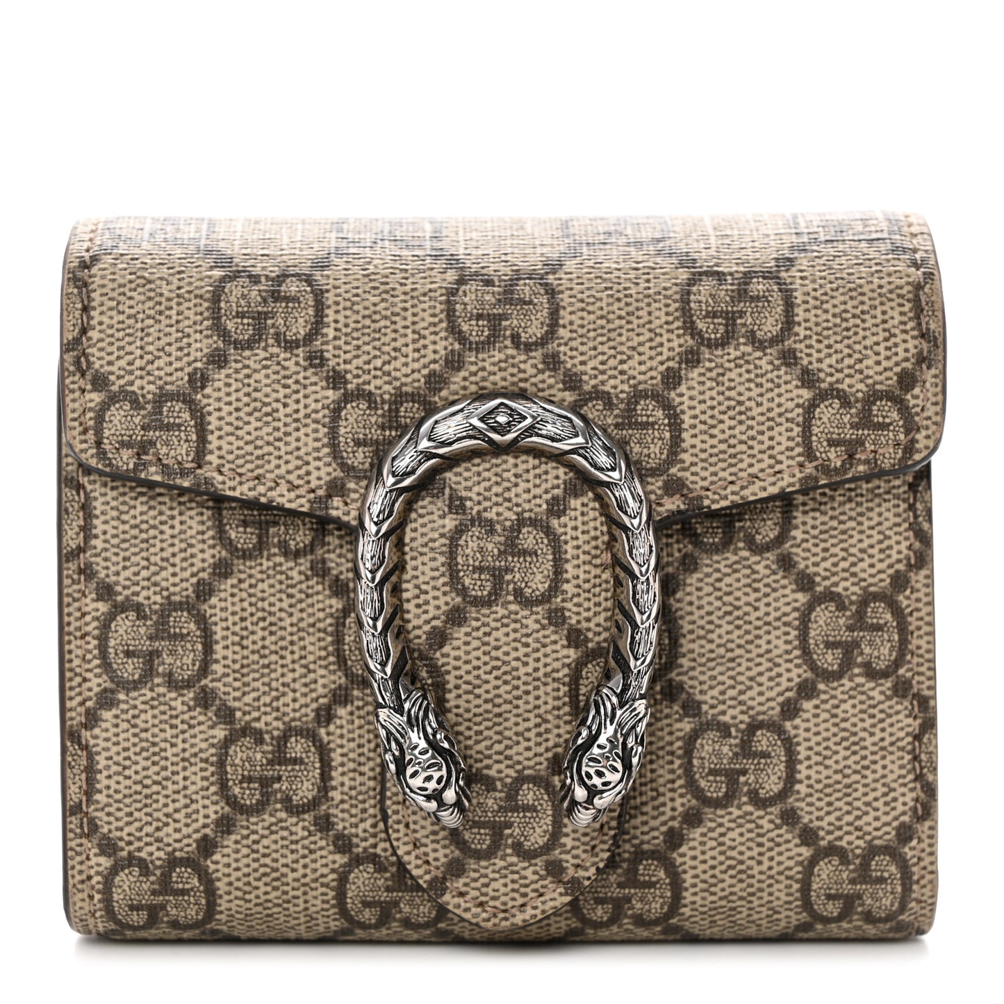 GG Supreme Monogram Dionysus Card Case Wallet Beige Taupe