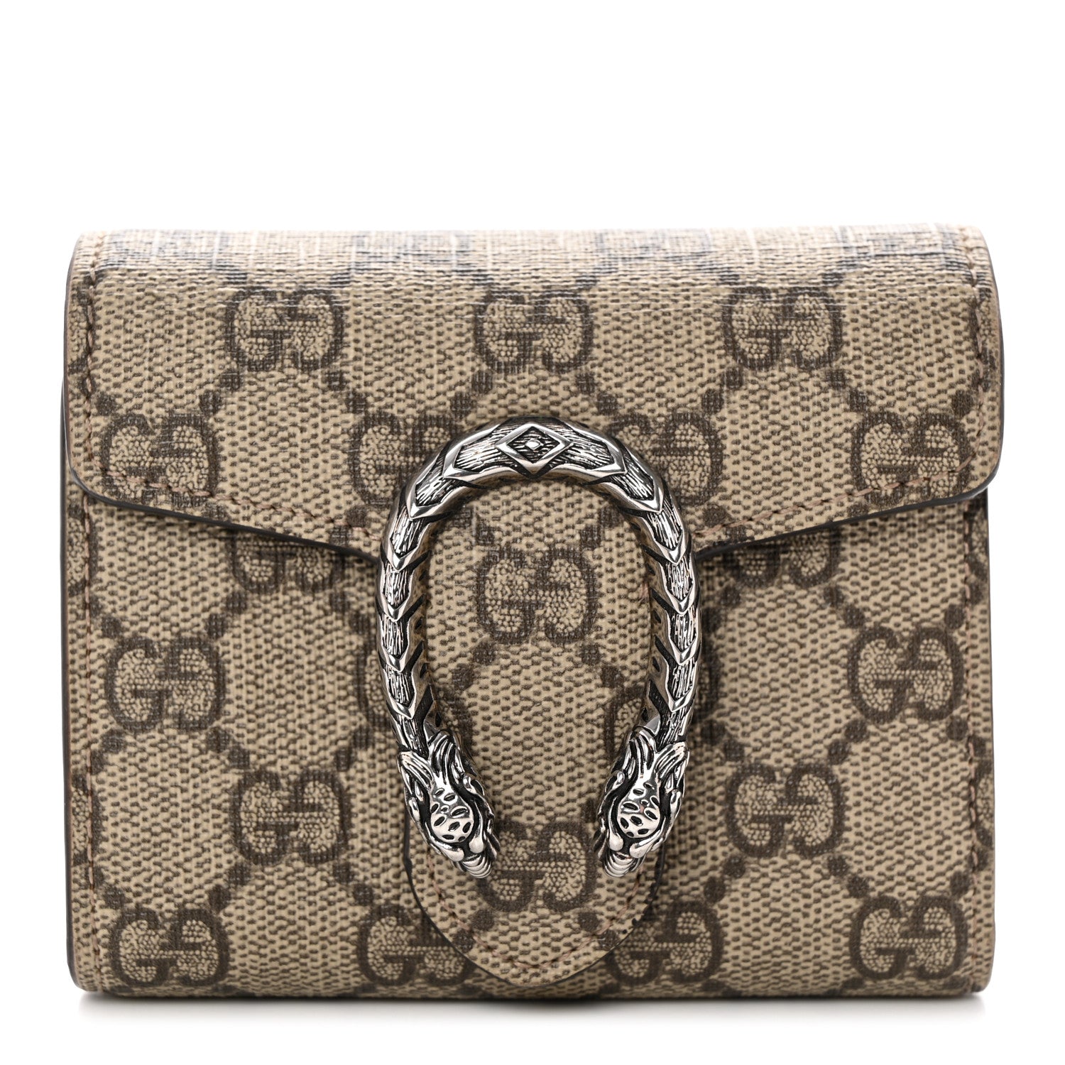 Gucci GG Supreme Monogram Dionysus Card Case Wallet Beige Taupe 1 of 14