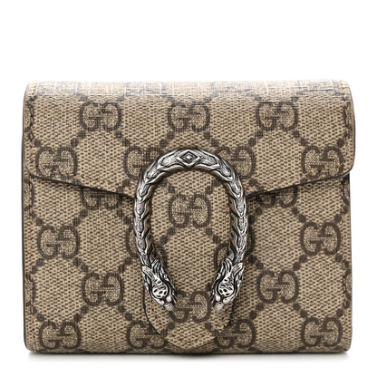 Gucci GG Supreme Monogram Dionysus Card Case Wallet Beige Taupe 1 of 14