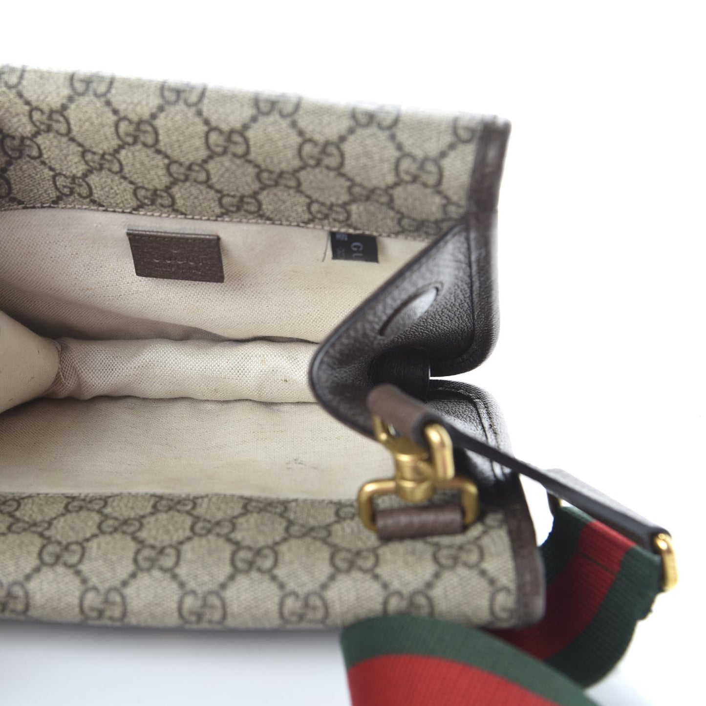 GG Supreme Monogram Web Small Neo Vintage Double Flap Messenger Bag Beige New Acero