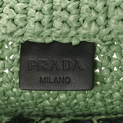 Prada Yarn Raffia Effect Crochet Small Logo Tote Acqua 6 of 9