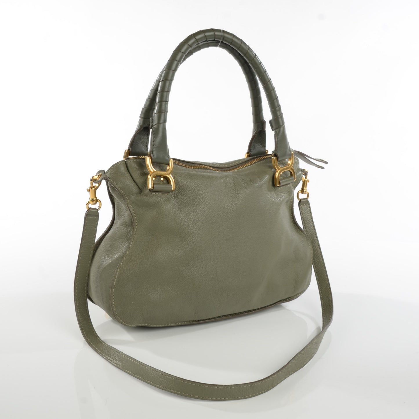 Calfskin Small Marcie Satchel Baobab Green