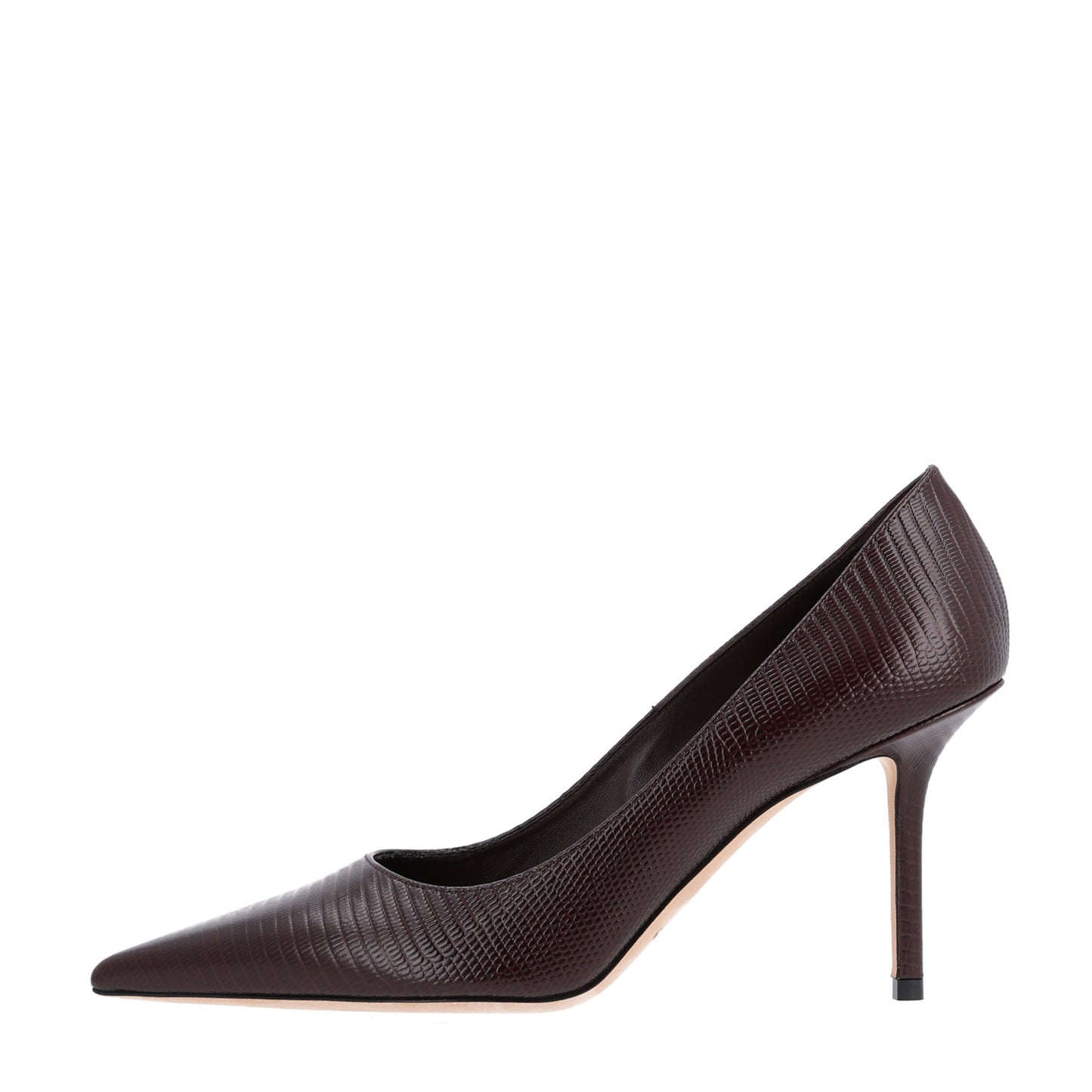 Calfskin Lizard Embossed Romy 85 Pumps 39 Brown