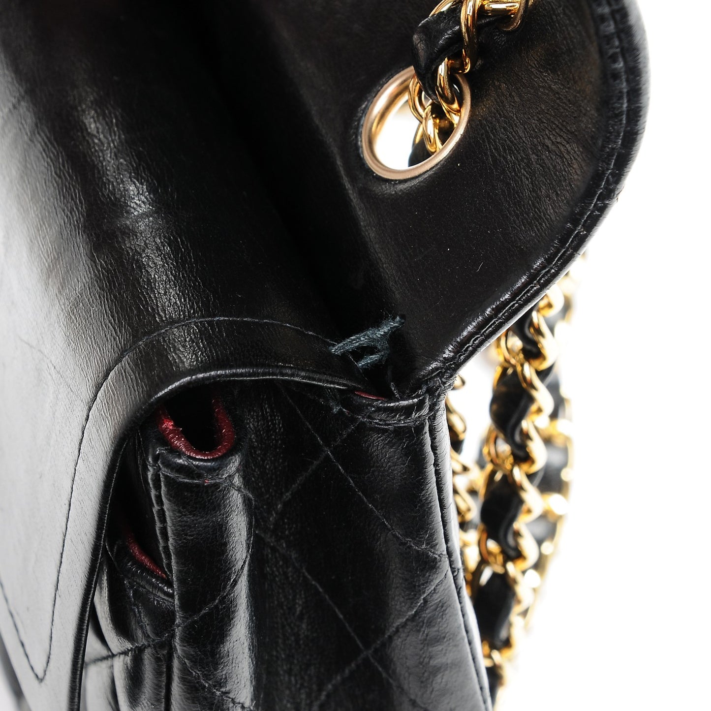 Lambskin Quilted Medium Double Flap Black