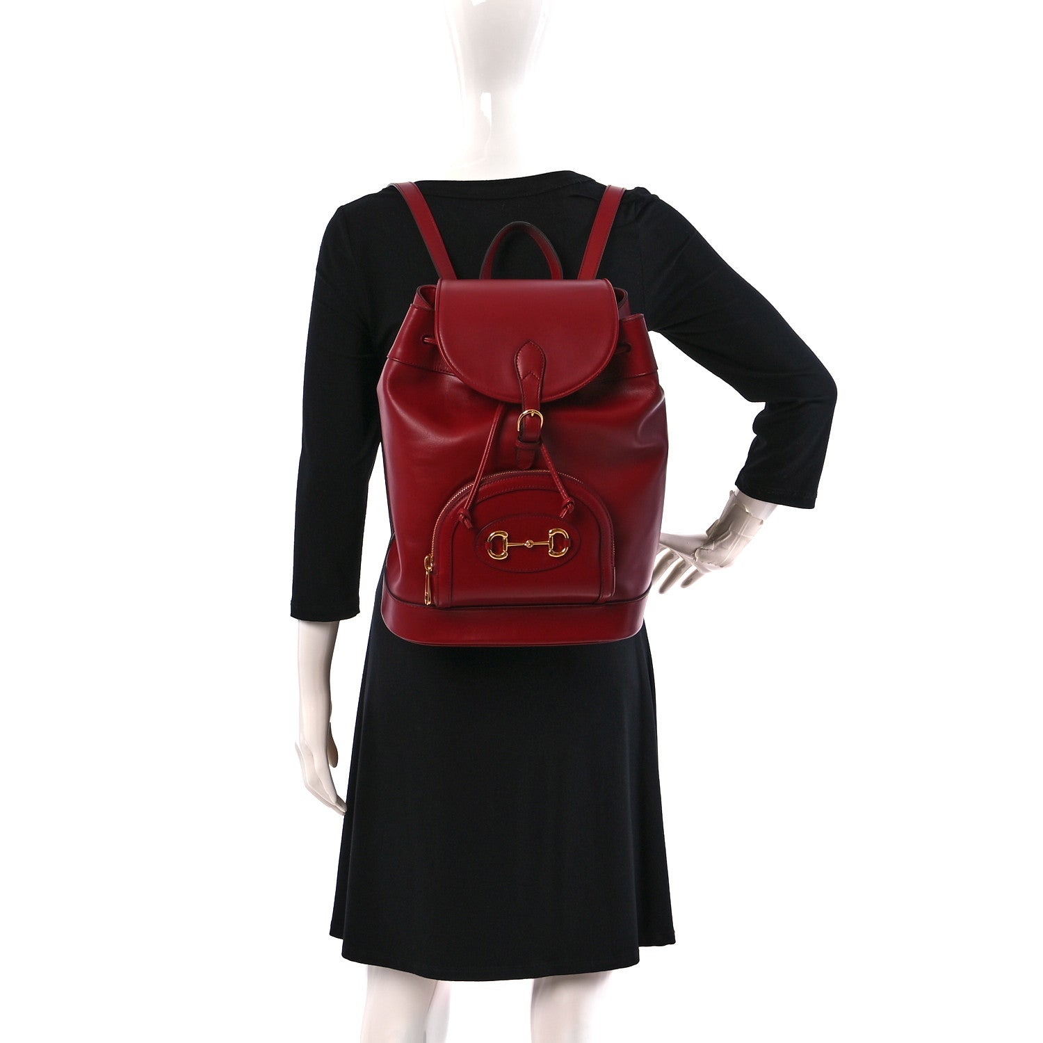 Gucci Boarded Plutone Calfskin Horsebit 1955 Single Buckle Backpack New Cherry Red 2 of 11