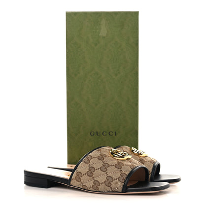 Gucci Monogram Matelasse Diagonal GG Marmont Flat Slide Sandals 37.5 Beige Ebony Black 10 of 10