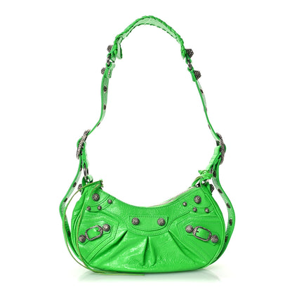 Balenciaga Agneau Arena Crystal Le Cagole Shoulder Bag XS Fluo Green 9 of 11