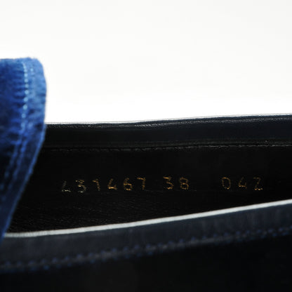 Gucci Velvet Horsebit Jordaan Loafers 38 Cobalt 8 of 8